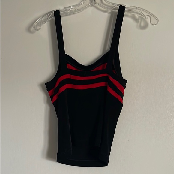 BCBGMaxAzria Red and Black Fitted Bustier Tank Top - Picture 2 of 4